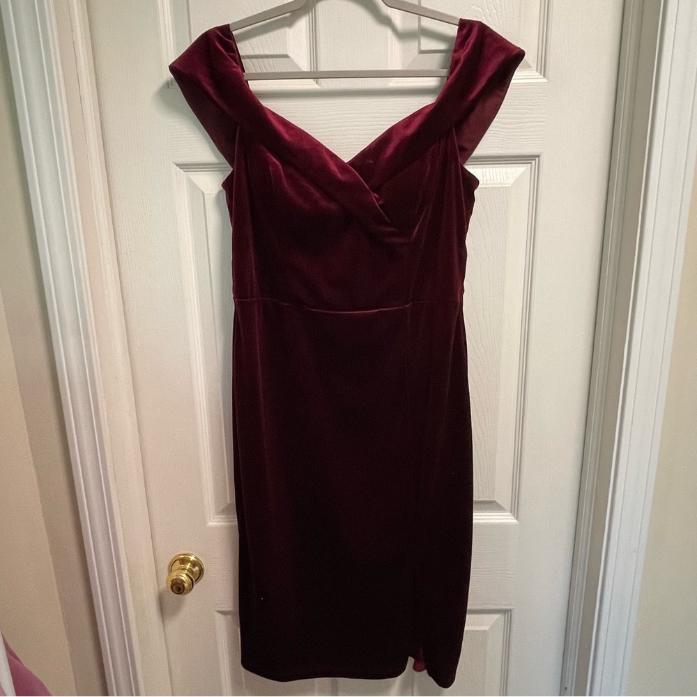 Velvet off the shoulder vneck dress